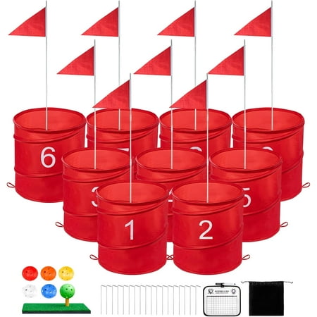 Golf Bucket Yard Game, Backyard Golf Game for Adults Family Kids, Portable 9-Hole Golf Course for Outdoor, Lawn, Park, Beach, Yard, Field Day, Family Reunion, Party Games