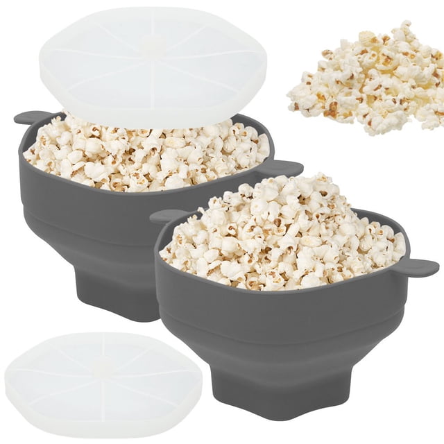 2 Pcs Microwave Popcorn Popper Collapsible Silicone Popcorn Maker Bowl Red