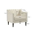 thumbnail image 6 of Sesslife Modern Upholstered Tufted Accent Chair, Velvet Fabric Single Sofa Side Chair, Comfy Barrel Club Living Room Armchair with Solid Wood Legs for Bedroom Living Reading Room Office, White, 6 of 6