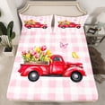 thumbnail image 2 of Homewish Red Truck 4 Pieces Queen Sheet Sets for Kids Children Teens,Colorful Flowers Butterfly Ultra Soft Flat Sheet,Geometric Truck Queen Fitted Sheet,Breathable Home Decor, 2 of 7