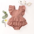 thumbnail image 3 of Newborn Baby Girls Romper Ruffle Jumpsuit Bodysuit One-Piece Cotton Linen Outfits Clothes, 3 of 7