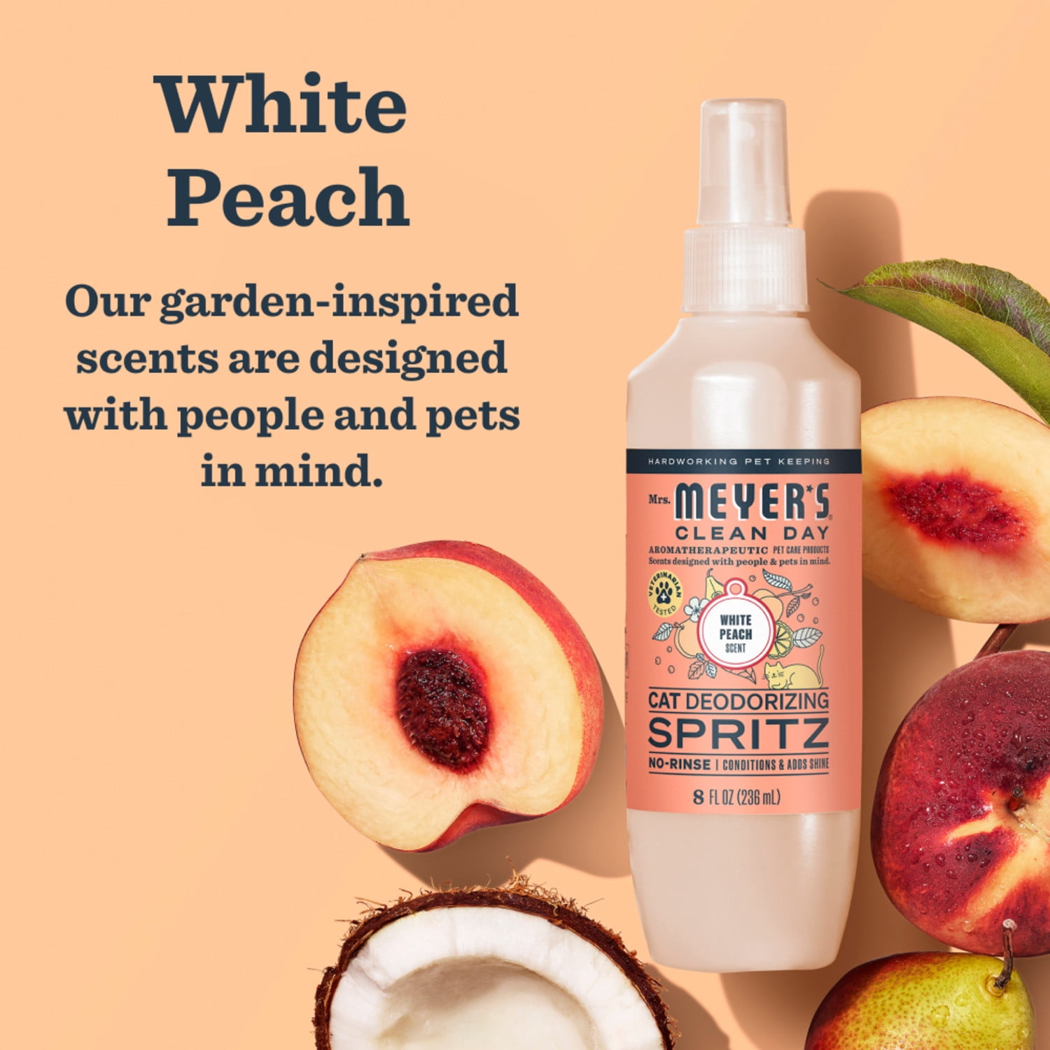 Mrs. Meyer's Clean Day Cat Deodorizing Spray, White Peach Scent