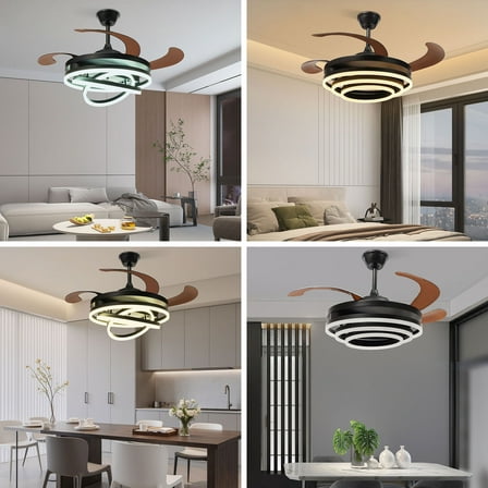 42in Ceiling Fan Light W/ Remote Modern Smart Timer Fan Lamp Chandeliers Office