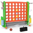 thumbnail image 1 of OLAKIDS Jeu Géant 4 en Ligne avec Réglage de la Hauteur, 4 Jeux à Marquer pour le Plaisir Intérieur Extérieur avec Filet en Maille, Sac de Rangement, Golf, Panier de Basketball, Lancer de Anneaux pour Enfants Adultes, 1 of 9