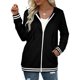 thumbnail image 3 of Blusa de chaqueta de manga larga con capucha y cremallera de color sólido para mujer Fridja  fhghd3611, 3 of 8