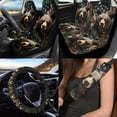 thumbnail image 2 of Uorisanigo Bear Flag 10 Pieces Cars Seat Covers Full Set with Steering Wheel Cover and Car Seat Belt Pad Cover Car Water Cup Coaster Keychains Comfortable Elastic Suitable for Cars and SUVs, 2 of 7