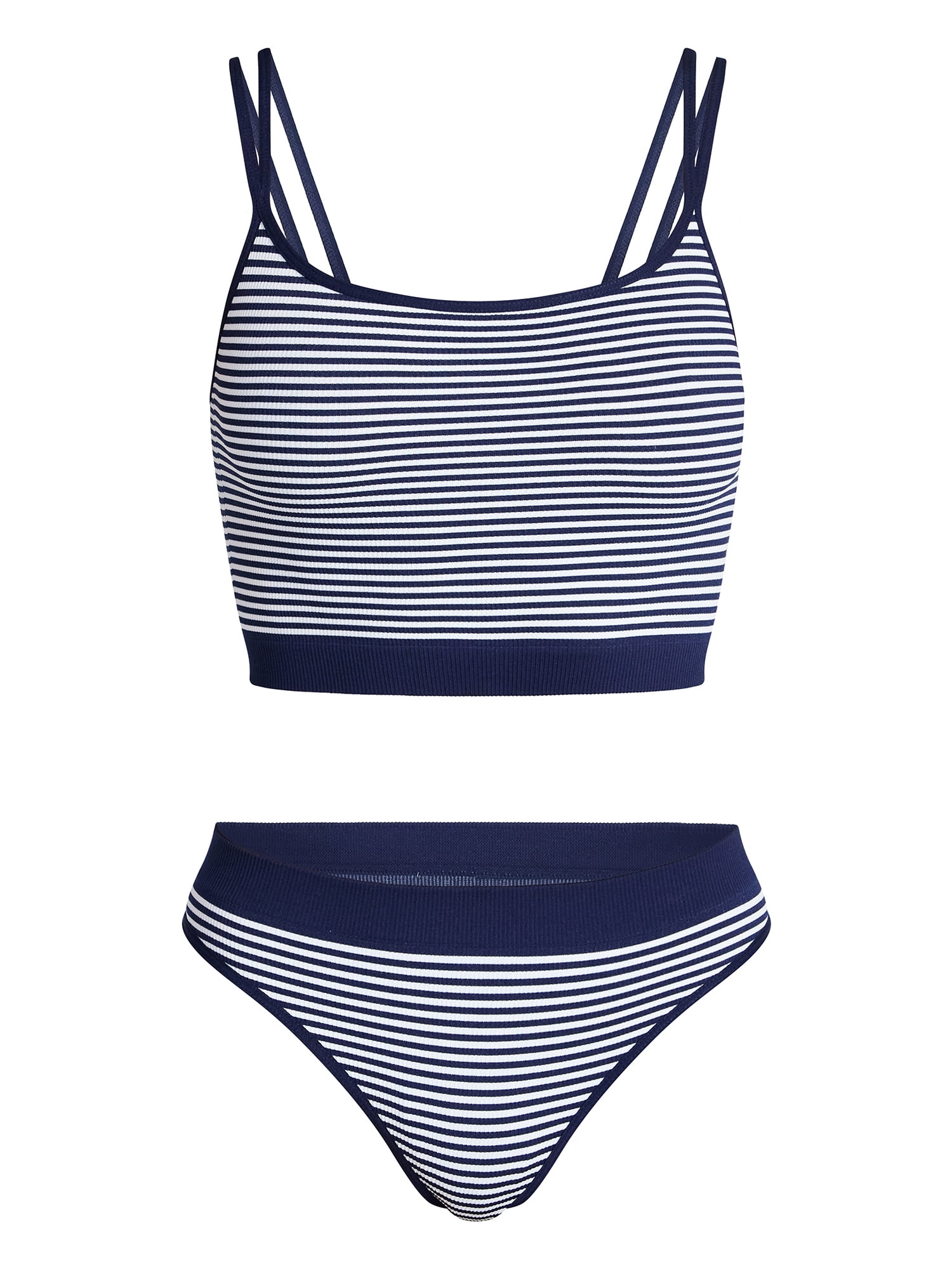 No Boundaries Seamless Cami Bra and Thong Panties Set, 2 Piece, Women's XS-XXXL