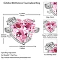 thumbnail image 3 of Juwaliy 9Ct Women Heart Ring 925 Sterling Silver Rose Flower October Birthstone Tourmaline Pink Solitaire Ring Jewelry Mother Birthday Valentine's Day Gift, 3 of 11