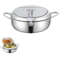thumbnail image 1 of Stainless Steel Frying Pot with Thermometer and Oil Drip Drainer Rack, 304 Stainless Steel Deep Frying Pan with Lid, for French Fries, Chicken Etc(20CM), 1 of 4