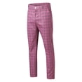 thumbnail image 5 of SNOWSONG Men's Pants, Mens Plaid Pencil Pants Zipper Elastic Waist Pants Trousers, Mens Casual Pants, Chino Pants Slim Fit, Slacks for Men 1PC Pants Red S, 5 of 7