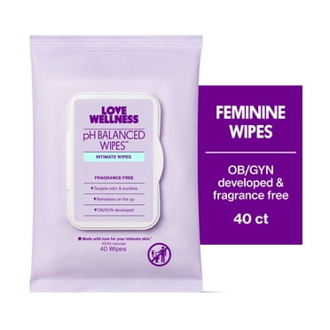 Love Wellness pH Balanced Feminine Wipes, Vulva Wipes, 40 Count