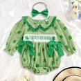 thumbnail image 2 of Staki Newborn Baby Boy Girl St. Patrick's Day Outfit Clover Sweatshirt Romper Oversized Long Sleeve Romper Top Newborn Baby Girl Clothes St Patricks Day(Green,12M), 2 of 8