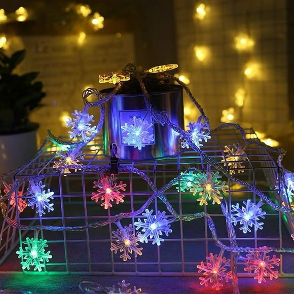 Ziloco Led Lights on Clearance 4.5M 30Led Christmas Snowflake String Lights Decorations Winter Land Decor String Lights for Outside for Party, Bedroom, Kitchen, Home Decoration