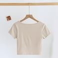 thumbnail image 4 of Generic Women's Basic Crop Tops Stretchy Casual Square Neck Cap Sleeve Shirt, 4 of 6