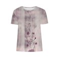 thumbnail image 5 of KeFaWanJu Summer Savings! Round Neck T Shirts for Women Plus Size Short Sleeve Tshirts Clearance Under $5 Floral Tee Shirts,Purple Sizes XXXL, 5 of 5