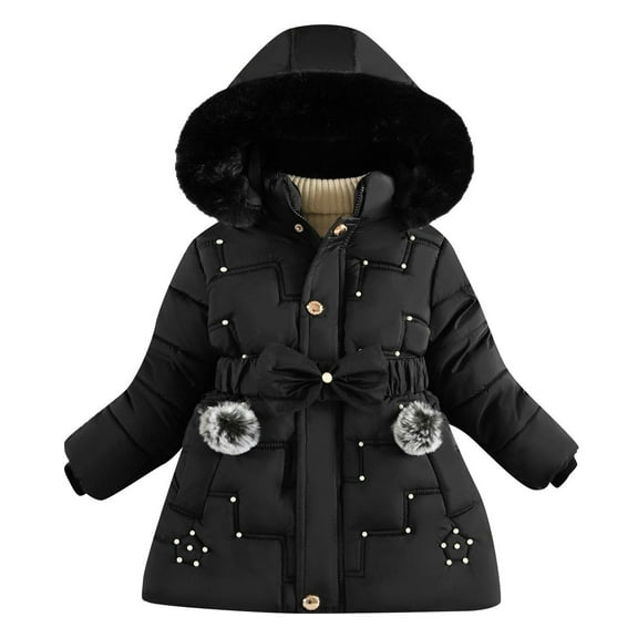 KAUOD Girls Winter Coats Fleece-Lined Thick Warm Zip up Hooded Outwear Kids Parka Puffer Jackets Padded Thermal Down Coats