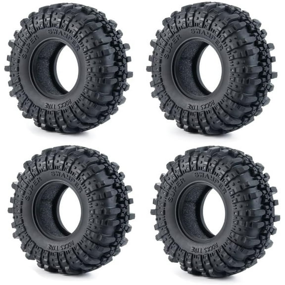 High-Quality Black & Brown 110mm/4.3" RC Crawler Rubber Tires 4 Pack Fit AXIAL SCX10 TRX4