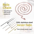 thumbnail image 4 of ChainsHouse Rose Gold Plated 2mm Thin Chain Necklaces for Women Dainty Necklace for Pendant 18"-30" Length Birthday Christmas Anniversary Jewelry Gift, 4 of 7