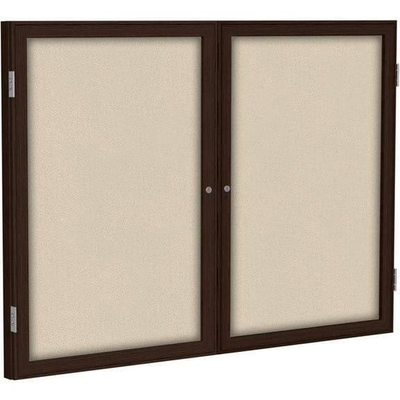 Ghent's Fabric 48" x 60" 2 Door Enclosed Bulletin Board in Beige