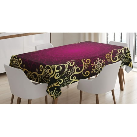 

Gold Mandala Tablecloth Purple Vintage Framework with Curls Snowflake Fantastic Abstract Retro Style Rectangular Table Cover for Dining Room Kitchen 52 X 70 Inches Purple Gold by Ambesonne