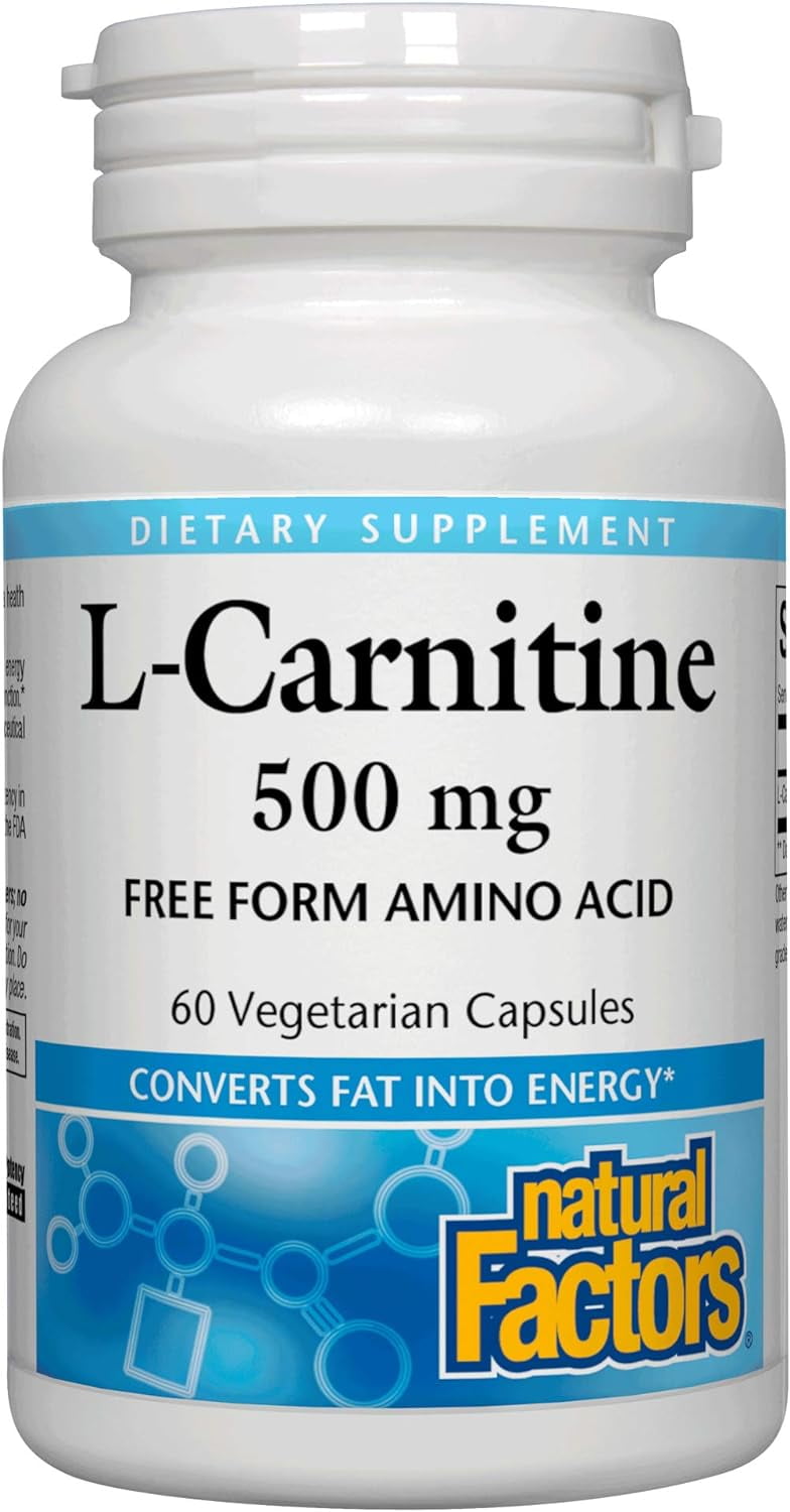 Natural Factors Acetyl L-Carnitine 500 mg, Promotes a Healthy Memory,  Concentration and Brain Function, 60 Vegetarian Capsules