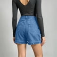 thumbnail image 6 of Ruffle Hem Jean Shorts for Women Stretchy Loose High Waisted Casual Denim Shorts with Pockets, 6 of 6