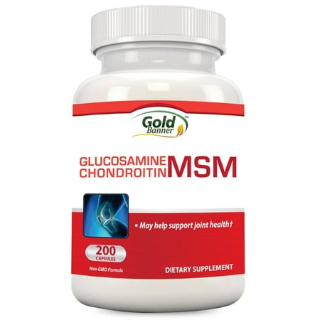 Gold Banner Glucosamine Chondroitin MSM Supplement, 200 Capsules, GMP Compliant Facility, May Support Joint Health
