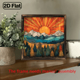 thumbnail image 5 of 2D Flat, 1pc 8x8 Inch Wooden Framed Wall Art - Summer Landscape with Mountains, Sun Pine Trees, Recycled Wood Horizontal Wall Decor for Living Room, Kitchen, Decorative plagu., 5 of 9