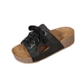 thumbnail image 2 of Samdudou Womens Sandals Summer Casual Slip On Open Toe Shoes Lace Up Sneaker Slides with Side Cutouts Chunky Sole Outdoor Walking Footwear for Ladies Vacation, 2 of 9