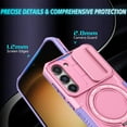 thumbnail image 4 of for Samsung Galaxy S23 Case with Camera Sliding Cover, [Compatible with MagSafe] with Magnetic Ring Kickstand, Military Grade Heavy Duty Protection Phone Case for Samsung Galaxy S23, Pink, 4 of 10