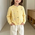 thumbnail image 2 of Acaics Girls Cable Knit Cardigan, Long Sleeve Crew Neck Button Down Cute Embroidery Sweater with Pockets for Fall Winter, 2 of 8