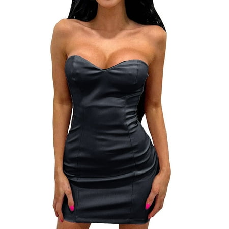 Yuhangmm Solid Color Sexy Tube Top Slim Fit Waist Covering Dress For Women plus Size Lingerie for Women 5x
