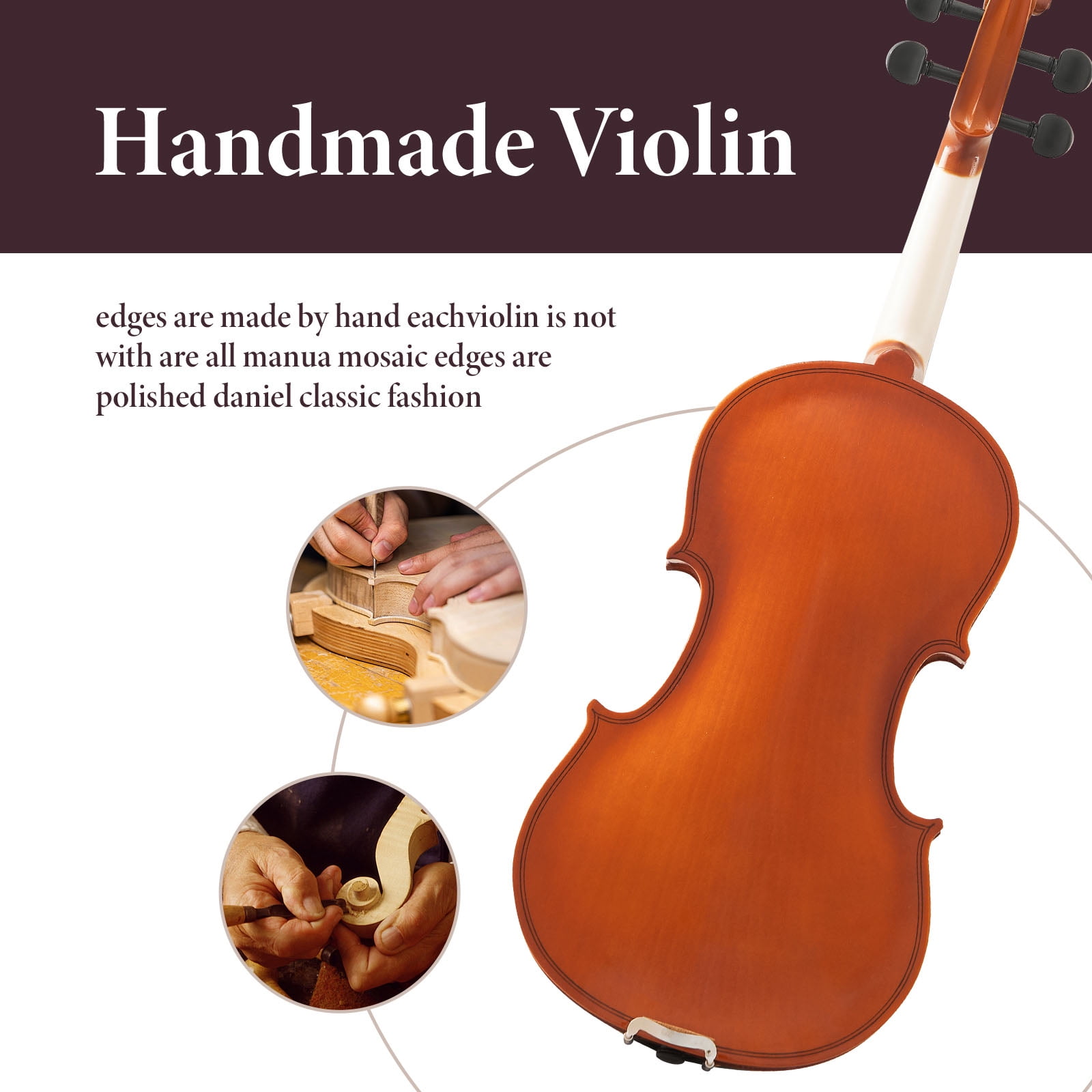CQSXDA Full Size 4/4 Violin for Beginners and Professionals –  Lightweight Design with Rich Sound Ready to Play