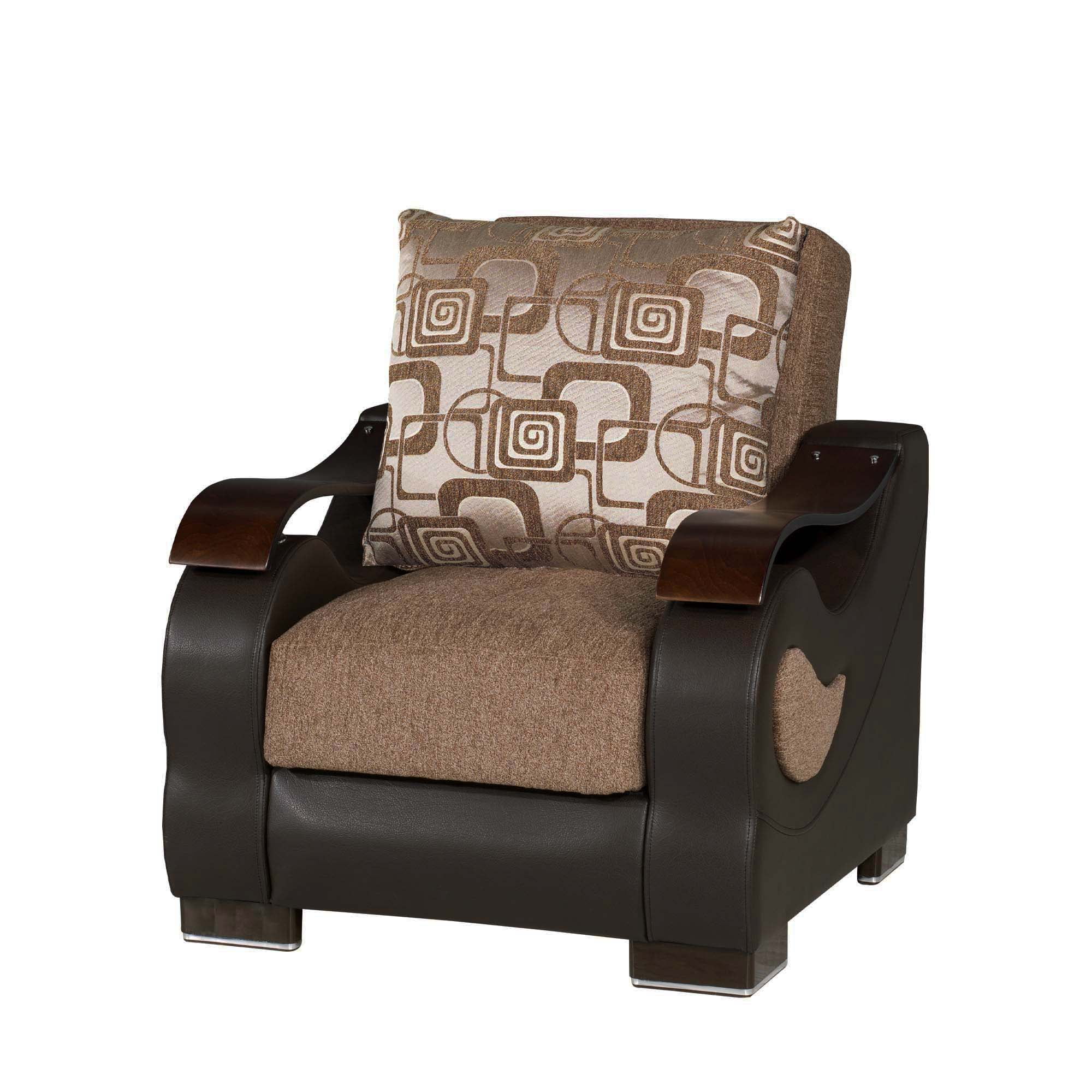 Ottomanson Metropolis Convertible Arm Chair, Brown Chenille