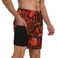 thumbnail image 3 of Picia Tomatoes And Chili pattern Mens Swim Trunks with Compression Liner Stretch Beach Shorts Quick Dry with Zipper Pockets No-Chafing Board Shorts-X-Large, 3 of 9