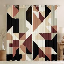 Manfei Chic Abstract Blackout Curtains Set of 2 (52x84 Each) for Adult, Brown Rectangle Geometric Window Curtains, Retro Artwork Curtains and Drapes, Curtains Blackout Room Decor