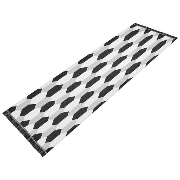Vintage Modern Runner Rug,Non Slip Machine Washable 72"x23.5" Polyester Material Pet-Friendly Durable,Applicable to Entryway Rug Living Room Rug Black and White Soccer Background