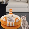 thumbnail image 2 of Cama para mascotas, ventilación cómoda, nido de estera para dormir con parte inferior antideslizante, desmontable Naranja Grande Yuyangstore Cama para gatos, 2 of 8