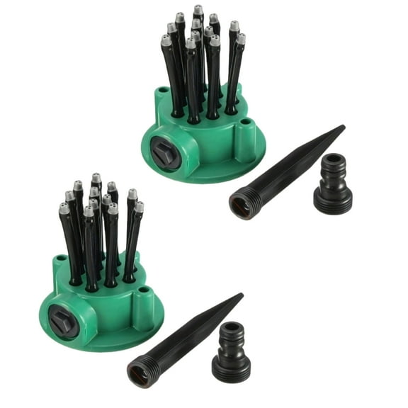 Lawn Garden Sprinkler Head, 360 Degree Rotation Lawn Sprinkler 2 Pack, 1/2, 3/4 Nipple Yard Sprinklers for Plant Irrigation System