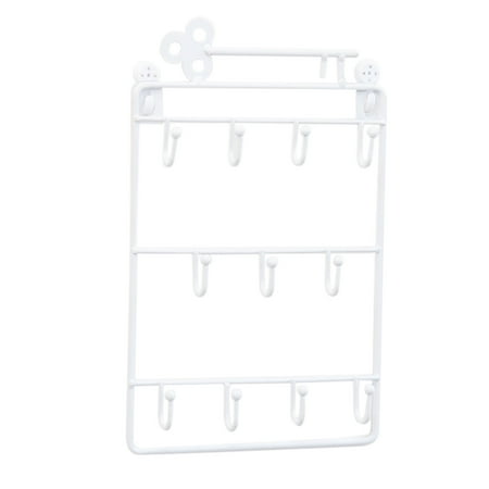 Three-Tier Iron Art Hook Free-Punching Hook Storage Rack Keys Holders Storage Hangers Hooks - White