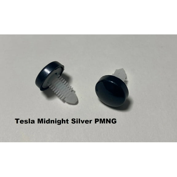 Tesla Model S, 3, X, Y Front Bumper Painted License Plate Hole Cover Plugs, Midnight Silver PMNG