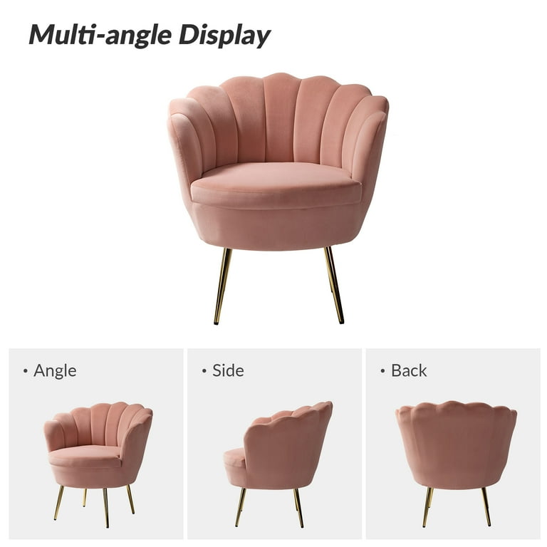 Cozy Accent Arm Tufted Seashell Upholstery Velvet Lounge Barrel