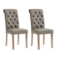 thumbnail image 3 of AC Pacific Natalie Roll Top Tufted Grey Faux Leather Modern Dining Chair (Set of 2), 3 of 7