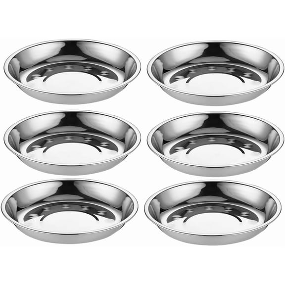 Stainless Steel Dinner Plates, 6PCS Metal Round Plates Dinner Dishes Serving Plates for Picnic Outdoor Camping BBQ, 6.2inch
