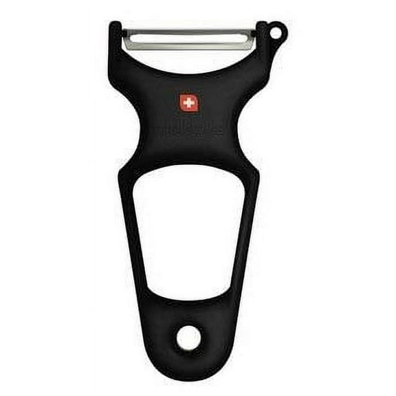 Toolswiss Y Shaped Vegetable Peeler | Extra Sharp Stainless-Steel Blade, Thick Plastic Handle, Ergonomic and Easy to Grip, Made in Switzerland, Dishwasher Safe, Black