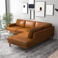 thumbnail image 5 of Aplee Modern Living Room Genuine Leather Corner Sectional Couch in Cognac Tan, 5 of 6