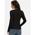 thumbnail image 2 of Womens Pullover Long Sleeve Crewneck Shirts Ribbed Knit Slim Fitted Casual Jumper Tops, 2 of 6