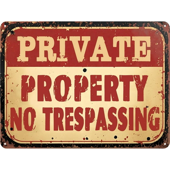 Tommery Funny Metal Tin Signs Vintage Man Cave Vintage Metal Street Sign For Garage Metal Sign for your garage, PRIVATE PROPERTY NO TRESPASSING Wall Decor,8X12Inch