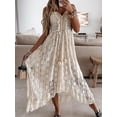 thumbnail image 1 of Summer Boho Long Dresses Women Lace V-neck Spaghetti Strap Dress Ladies Off Shoulder Beach Sundress White Dress Vestidos De Mujer, 1 of 4