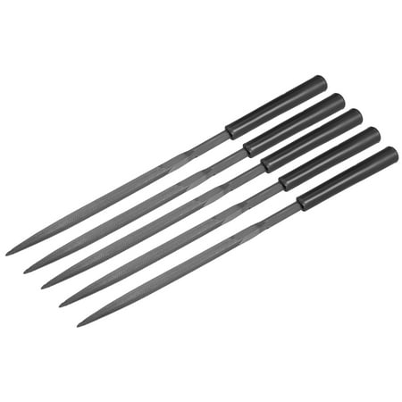 

5Pcs Second Cut Steel Triangular Needle File with Plastic Handle 5mm x 180mm
